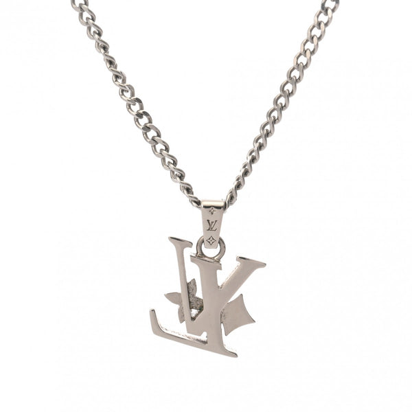 LOUIS VUITTON ルイヴィトン ペンダント モノグラムロウ シルバー M02254 レディース メタル ネックレス ABランク 中古 銀蔵