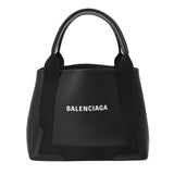 BALENCIAGA バレンシアガ ネイビーカバス S ブラック 339933 レディース キャンバス レザー ハンドバッグ Aランク 中古 銀蔵