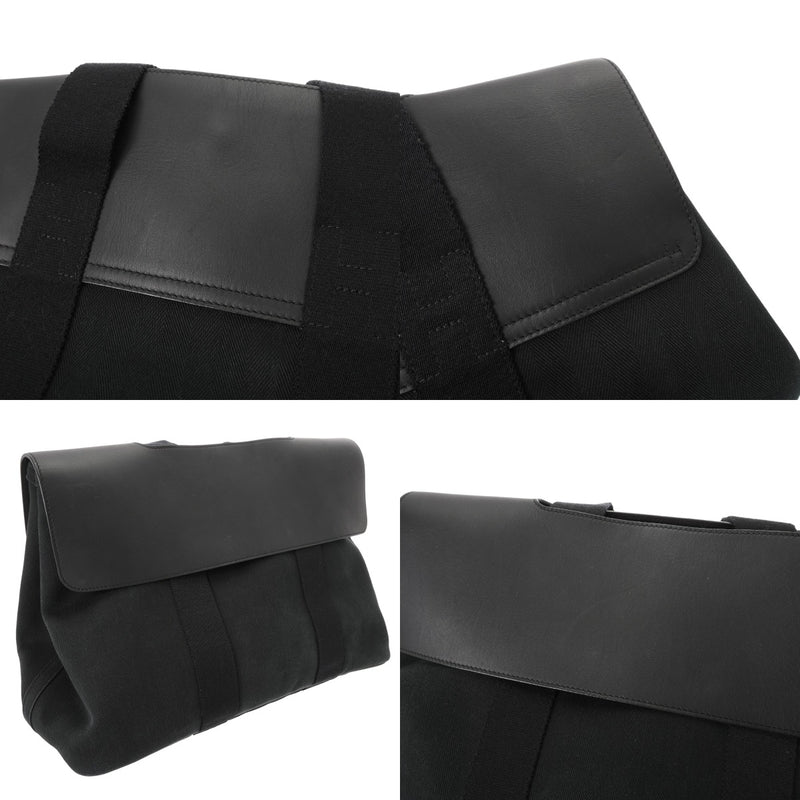 HERMES エルメス ヴァルパライソ MM ブラック ユニセックス トワルシェブロン ハンドバッグ Bランク 中古 銀蔵