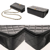 CHANEL シャネル フルフラップ チェーンショルダー 23cm ブラック レディース ラムスキン ショルダーバッグ ABランク 中古 銀蔵