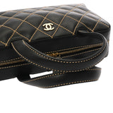 CHANEL シャネル ワイルドステッチ ミニボーリングバッグ ブラック レディース カーフ ハンドバッグ ABランク 中古 銀蔵