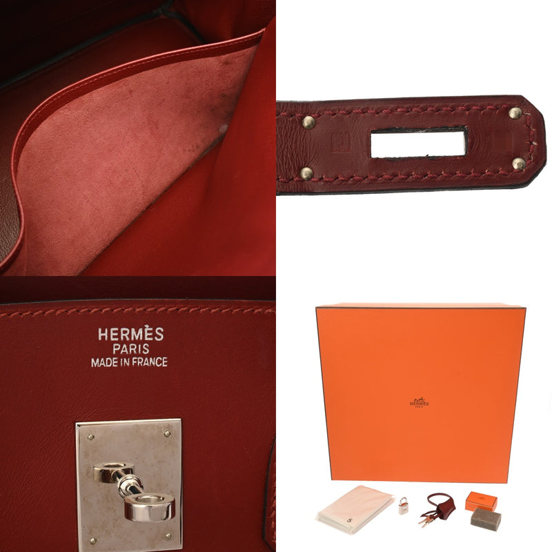 HERMES エルメス バーキン 35 ルージュアッシュ □J刻印(2006年頃) レディース ヴィブラート ボックスカーフ ハンドバッグ Bランク 中古 銀蔵