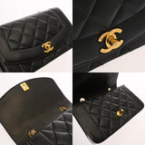 CHANEL シャネル マトラッセ ダイアナ チェーンショルダー 22cm ブラック A01164 レディース ラムスキン ショルダーバッグ ABランク 中古 銀蔵