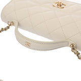 CHANEL シャネル マトラッセ トップハンドル チェーンウォレット ホワイト A92990 レディース キャビアスキン ハンドバッグ 新同 中古 銀蔵