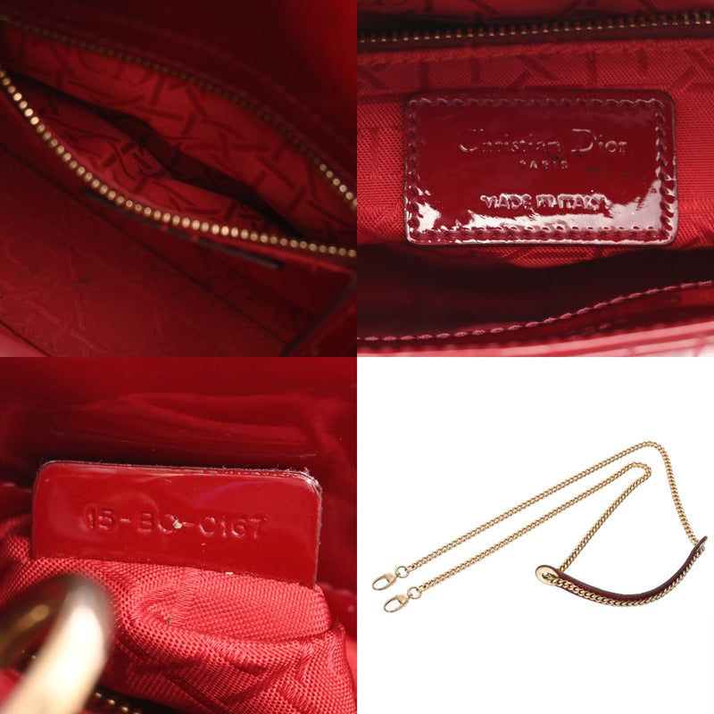 CHRISTIAN DIOR クリスチャンディオール Lady Dior バッグ ミニ 2WAY レッド レディース パテントカーフスキン ハンドバッグ Aランク 中古 銀蔵