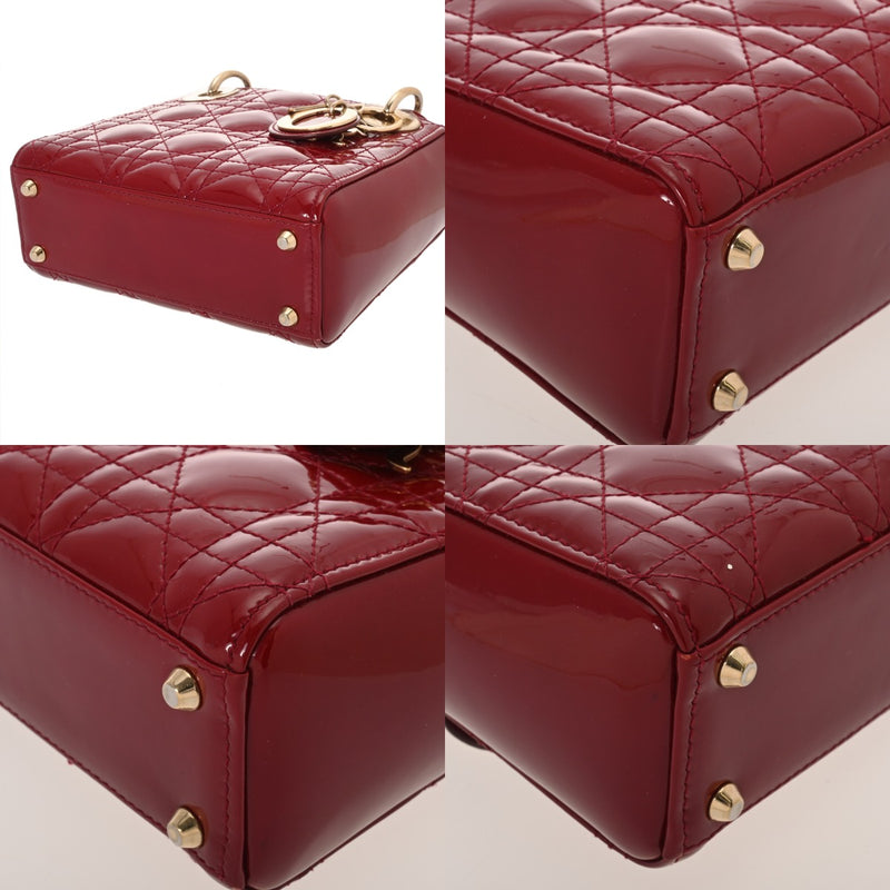 CHRISTIAN DIOR クリスチャンディオール Lady Dior バッグ ミニ 2WAY レッド レディース パテントカーフスキン ハンドバッグ Aランク 中古 銀蔵