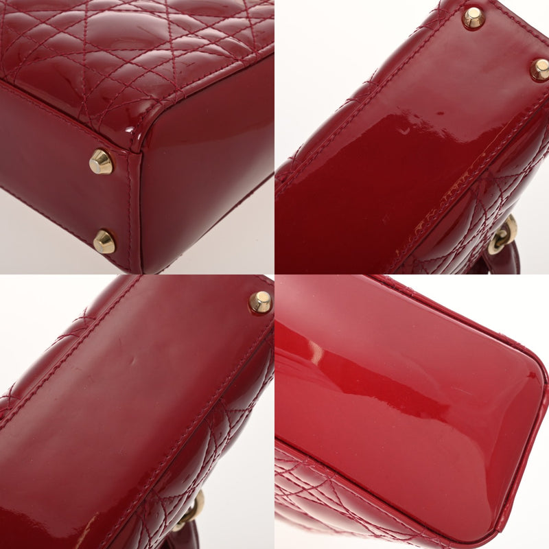 CHRISTIAN DIOR クリスチャンディオール Lady Dior バッグ ミニ 2WAY レッド レディース パテントカーフスキン ハンドバッグ Aランク 中古 銀蔵