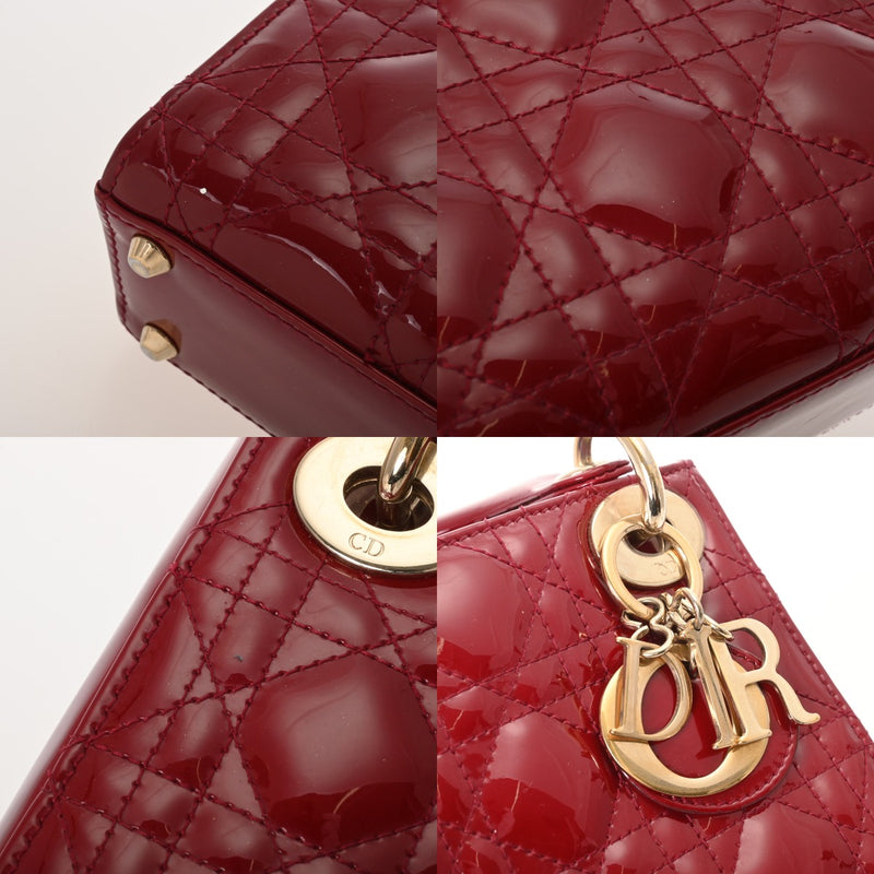 CHRISTIAN DIOR クリスチャンディオール Lady Dior バッグ ミニ 2WAY レッド レディース パテントカーフスキン ハンドバッグ Aランク 中古 銀蔵