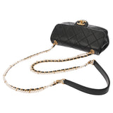 CHANEL シャネル マトラッセ ミニ チェーンショルダー ブラック レディース カーフ パール ショルダーバッグ Aランク 中古 銀蔵