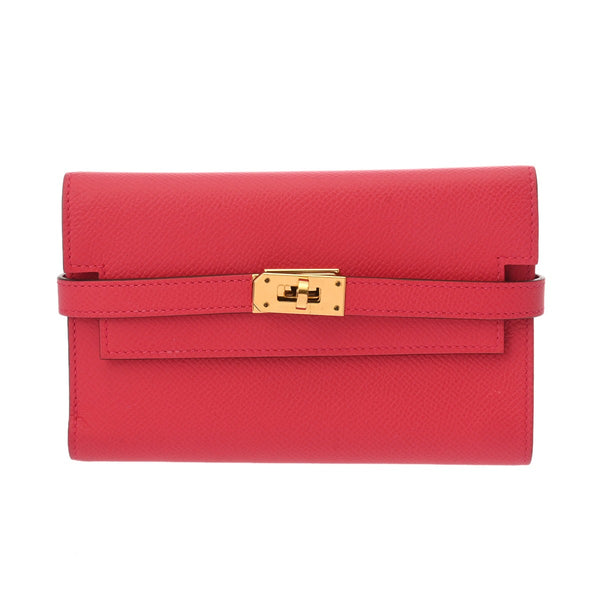 HERMES エルメス ケリーウォレット ミディアム ローズエクストリーム D刻印(2019年頃) レディース ヴォーエプソン 長財布 Aランク 中古 銀蔵