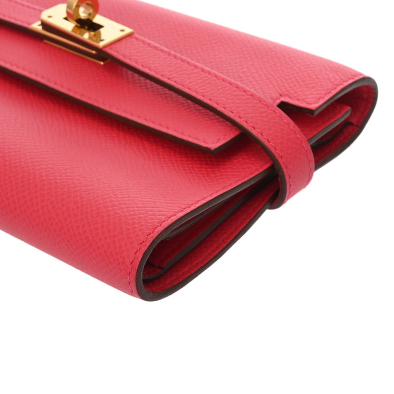 HERMES エルメス ケリーウォレット ミディアム ローズエクストリーム D刻印(2019年頃) レディース ヴォーエプソン 長財布 Aランク 中古 銀蔵