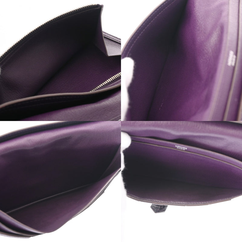 HERMES エルメス ベアンスフレ アメジスト □M刻印(2009年頃) レディース アリゲーターリセ 長財布 Bランク 中古 銀蔵