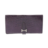 HERMES エルメス ベアンスフレ アメジスト □M刻印(2009年頃) レディース アリゲーターリセ 長財布 Bランク 中古 銀蔵