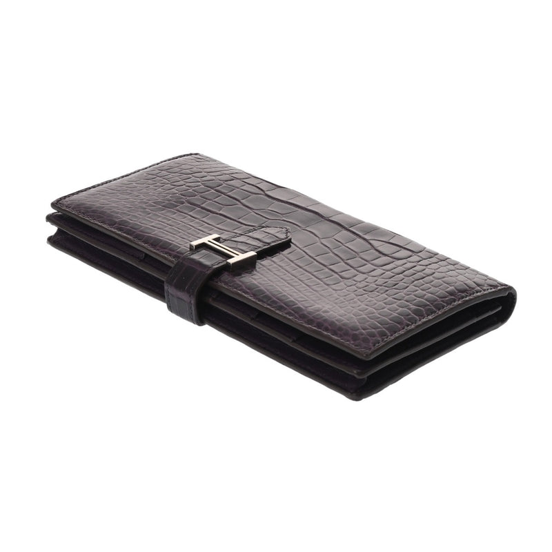 HERMES エルメス ベアンスフレ アメジスト □M刻印(2009年頃) レディース アリゲーターリセ 長財布 Bランク 中古 銀蔵