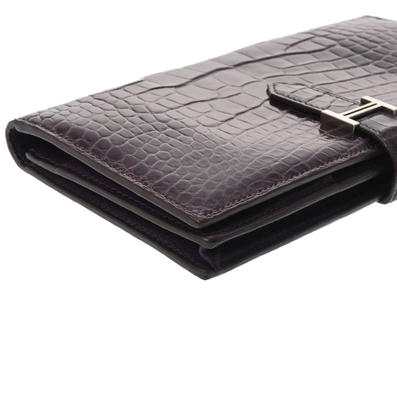 HERMES エルメス ベアンスフレ アメジスト □M刻印(2009年頃) レディース アリゲーターリセ 長財布 Bランク 中古 銀蔵