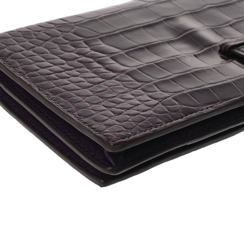 HERMES エルメス ベアンスフレ アメジスト □M刻印(2009年頃) レディース アリゲーターリセ 長財布 Bランク 中古 銀蔵