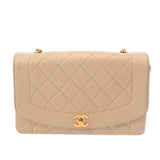 CHANEL シャネル マトラッセ ダイアナ 25cm チェーンショルダー ベージュ A01165 レディース ラムスキン ショルダーバッグ Bランク 中古 銀蔵