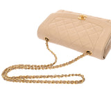 CHANEL シャネル マトラッセ ダイアナ 25cm チェーンショルダー ベージュ A01165 レディース ラムスキン ショルダーバッグ Bランク 中古 銀蔵
