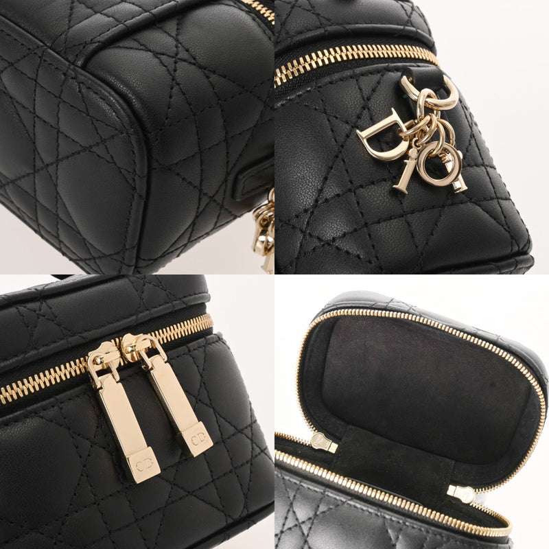 CHRISTIAN DIOR クリスチャンディオール マイクロヴァニティ ブラック レディース ラムスキン バニティバッグ Aランク 中古 銀蔵