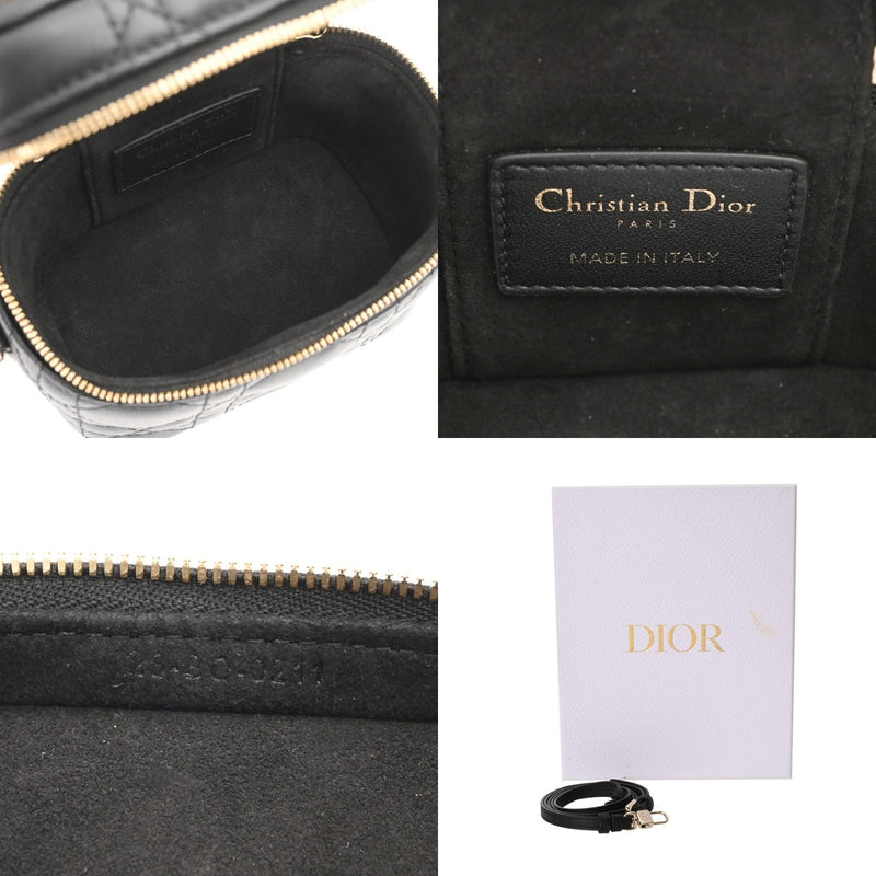 CHRISTIAN DIOR クリスチャンディオール マイクロヴァニティ ブラック レディース ラムスキン バニティバッグ Aランク 中古 銀蔵