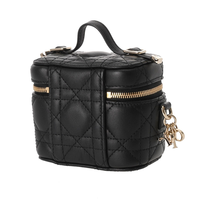 CHRISTIAN DIOR クリスチャンディオール マイクロヴァニティ ブラック レディース ラムスキン バニティバッグ Aランク 中古 銀蔵