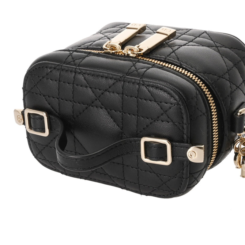 CHRISTIAN DIOR クリスチャンディオール マイクロヴァニティ ブラック レディース ラムスキン バニティバッグ Aランク 中古 銀蔵