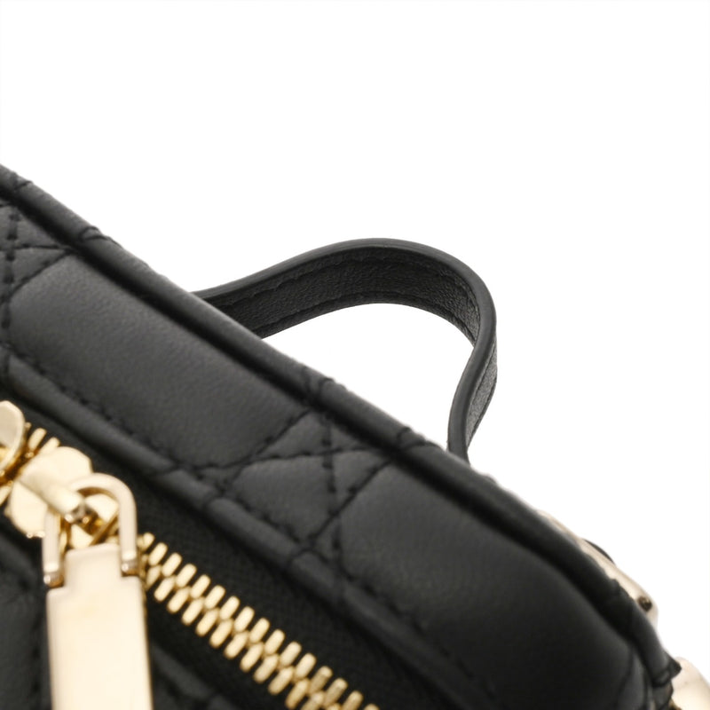 CHRISTIAN DIOR クリスチャンディオール マイクロヴァニティ ブラック レディース ラムスキン バニティバッグ Aランク 中古 銀蔵
