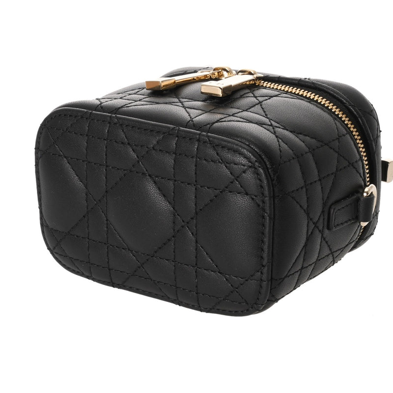 CHRISTIAN DIOR クリスチャンディオール マイクロヴァニティ ブラック レディース ラムスキン バニティバッグ Aランク 中古 銀蔵