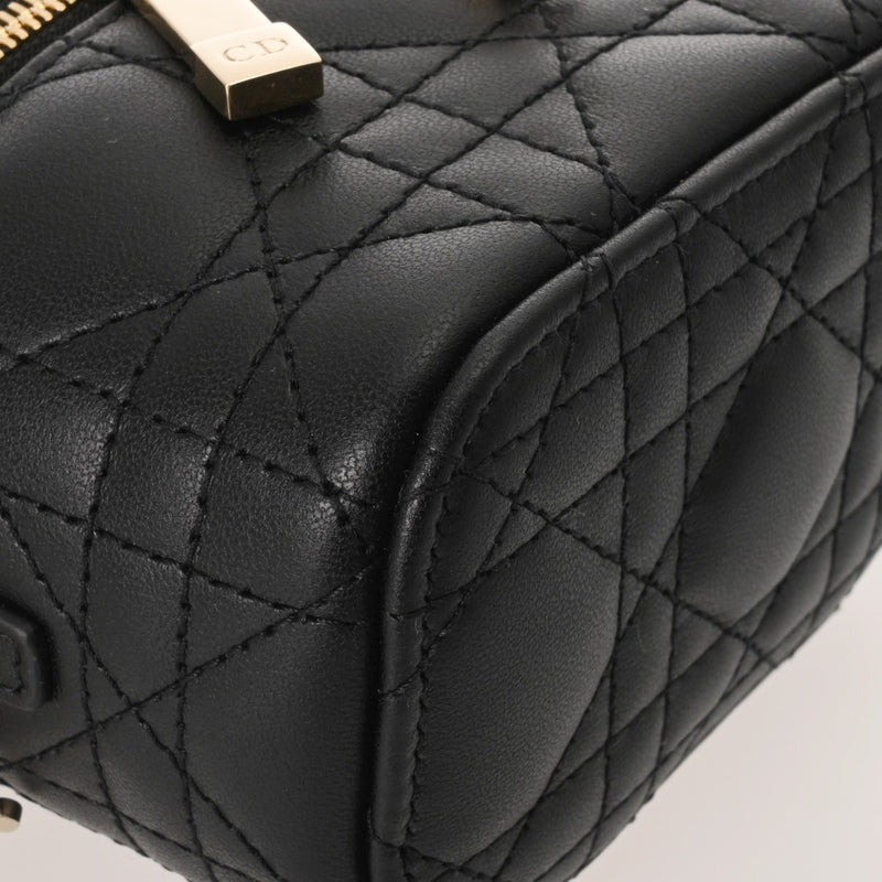 CHRISTIAN DIOR クリスチャンディオール マイクロヴァニティ ブラック レディース ラムスキン バニティバッグ Aランク 中古 銀蔵