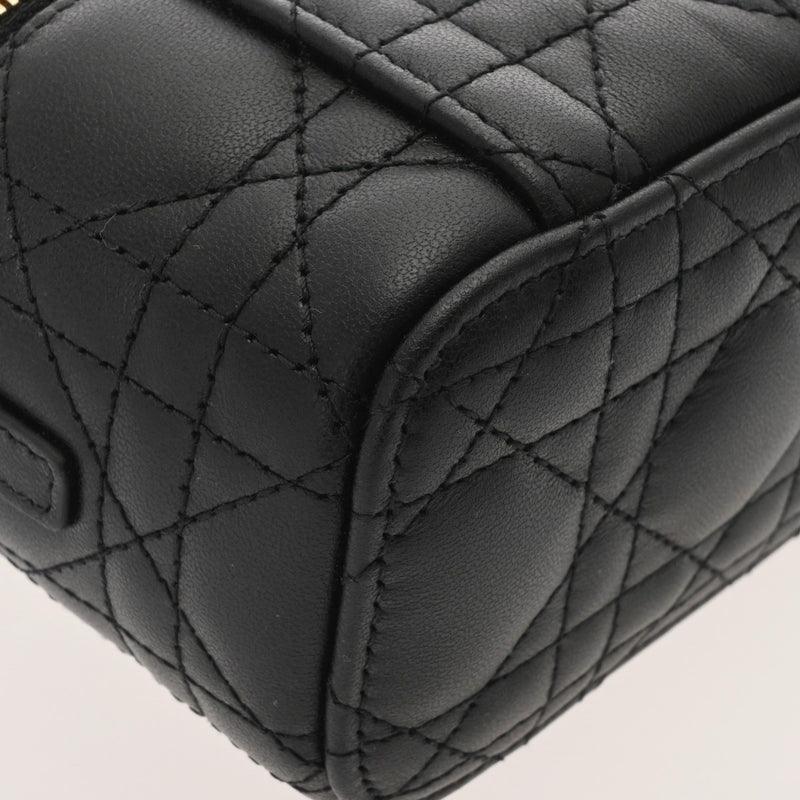 CHRISTIAN DIOR クリスチャンディオール マイクロヴァニティ ブラック レディース ラムスキン バニティバッグ Aランク 中古 銀蔵