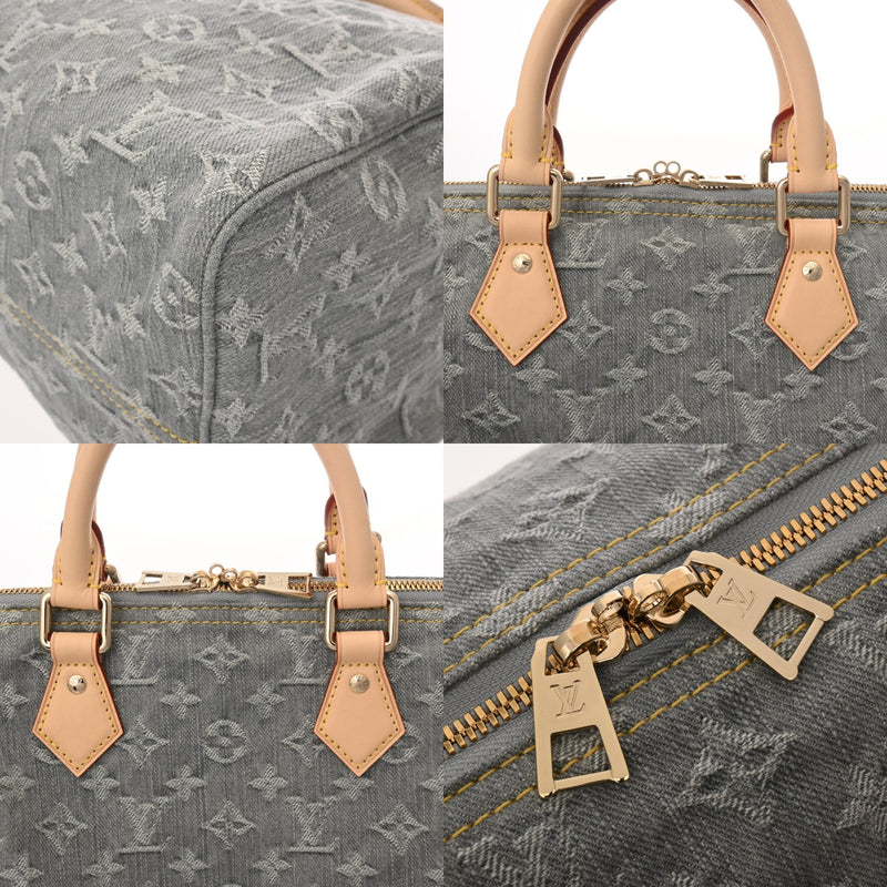 LOUIS VUITTON ルイヴィトン モノグラムデニム スピーディソフト 30 ブルー M13344 レディース デニム ハンドバッグ 未使用 銀蔵