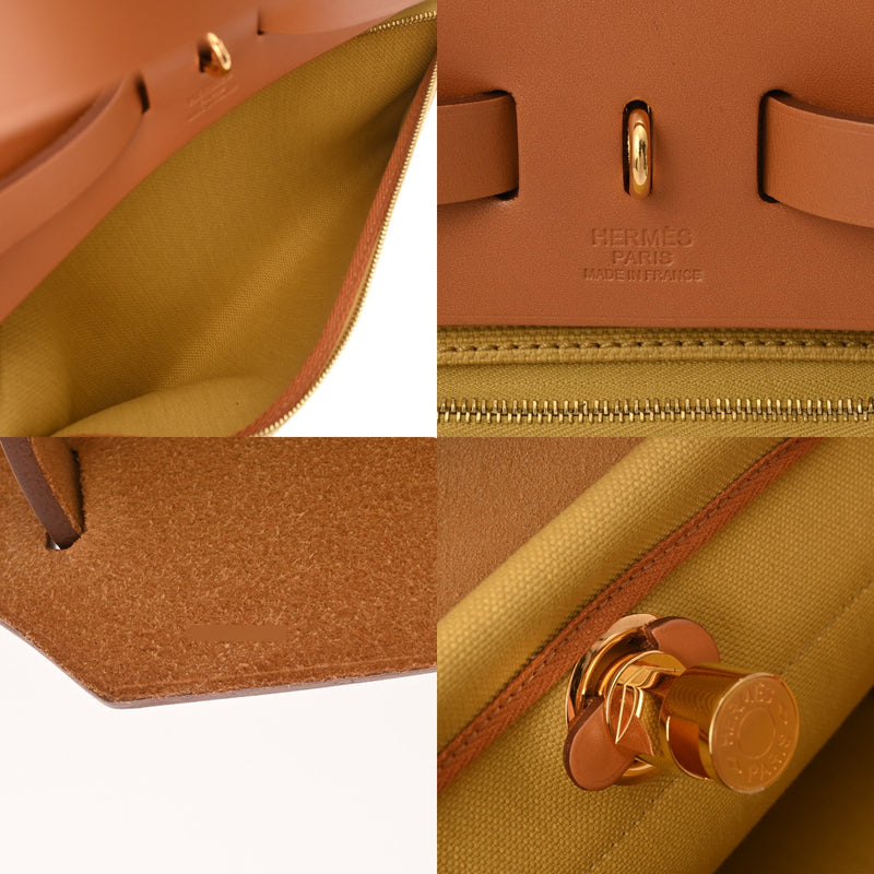 HERMES エルメス エールバッグ ジップ PM 2WAY ゴールド/ジンジャー Z刻印(2021年頃) レディース トワルミリタリー/ヴァッシュハンター ハンドバッグ 新同 中古 銀蔵