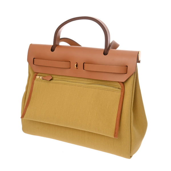 HERMES エルメス エールバッグ ジップ PM 2WAY ゴールド/ジンジャー Z刻印(2021年頃) レディース トワルミリタリー/ヴァッシュハンター ハンドバッグ 新同 中古 銀蔵