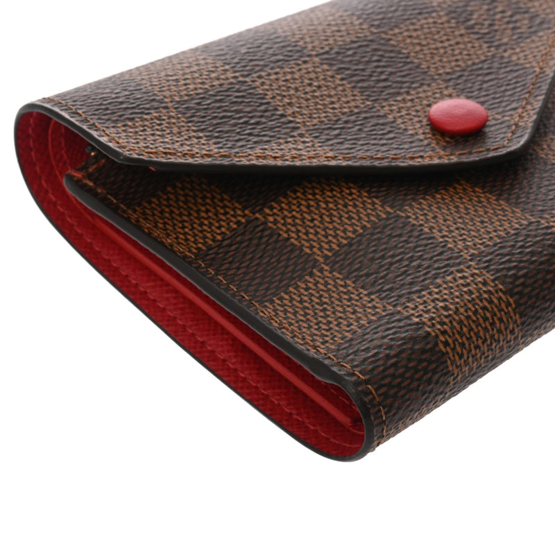 LOUIS VUITTON ルイヴィトン ダミエ ポルトフォイユ ヴィクトリーヌ エベヌ N41659 レディース ダミエキャンバス 三つ折り財布 Aランク 中古 銀蔵