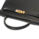 HERMES エルメス ケリー32 外縫い ブラック ○V刻印(1992年頃) レディース ボックスカーフ 2WAYバッグ Aランク 中古 銀蔵