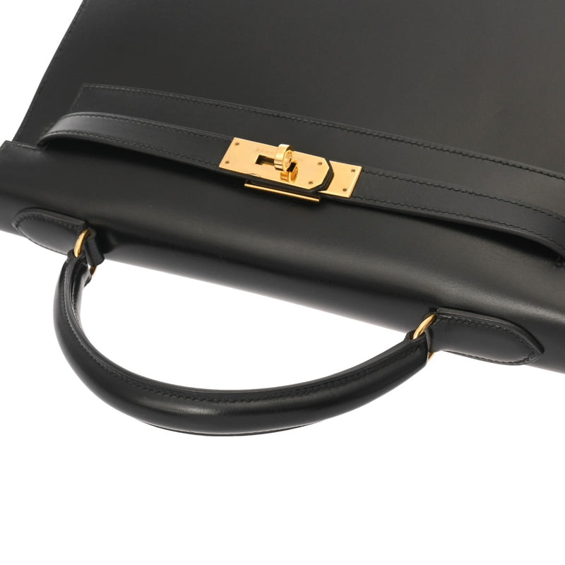 HERMES エルメス ケリー32 外縫い ブラック ○V刻印(1992年頃) レディース ボックスカーフ 2WAYバッグ Aランク 中古 銀蔵