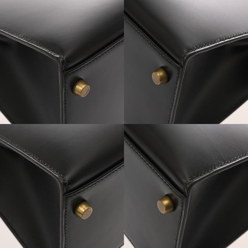 HERMES エルメス ケリー32 外縫い ブラック ○V刻印(1992年頃) レディース ボックスカーフ 2WAYバッグ Aランク 中古 銀蔵