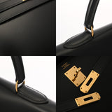 HERMES エルメス ケリー32 外縫い ブラック ○V刻印(1992年頃) レディース ボックスカーフ 2WAYバッグ Aランク 中古 銀蔵