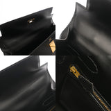 HERMES エルメス ケリー32 外縫い ブラック ○V刻印(1992年頃) レディース ボックスカーフ 2WAYバッグ Aランク 中古 銀蔵