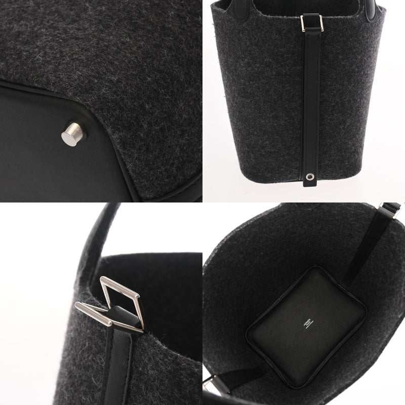 HERMES エルメス ピコタンロック PM グレー/ブラック Z刻印(2021年頃) レディース フェルト ヴォースイフト ハンドバッグ 新同 中古 銀蔵