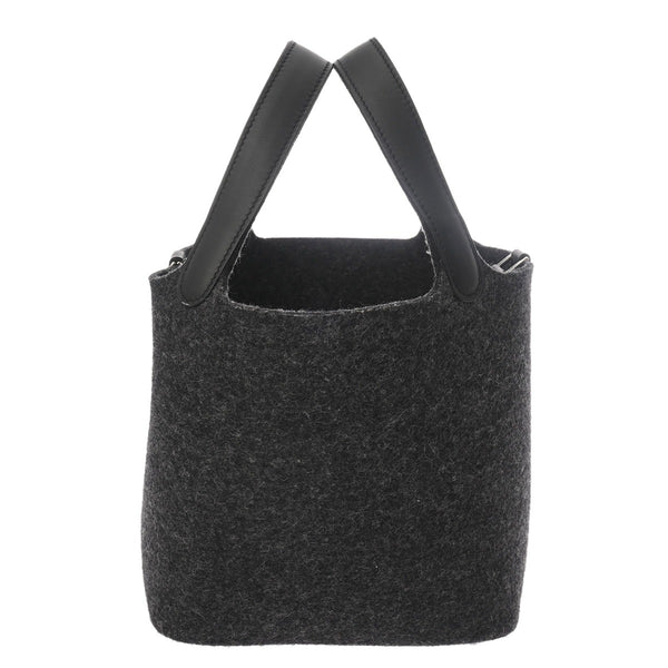 HERMES エルメス ピコタンロック PM グレー/ブラック Z刻印(2021年頃) レディース フェルト ヴォースイフト ハンドバッグ 新同 中古 銀蔵