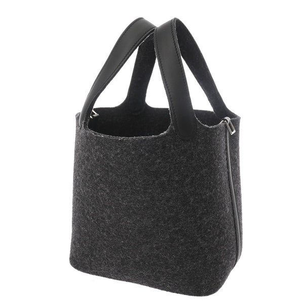 HERMES エルメス ピコタンロック PM グレー/ブラック Z刻印(2021年頃) レディース フェルト ヴォースイフト ハンドバッグ 新同 中古 銀蔵