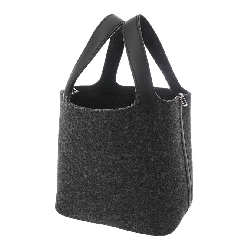 HERMES エルメス ピコタンロック PM グレー/ブラック Z刻印(2021年頃) レディース フェルト ヴォースイフト ハンドバッグ 新同 中古 銀蔵