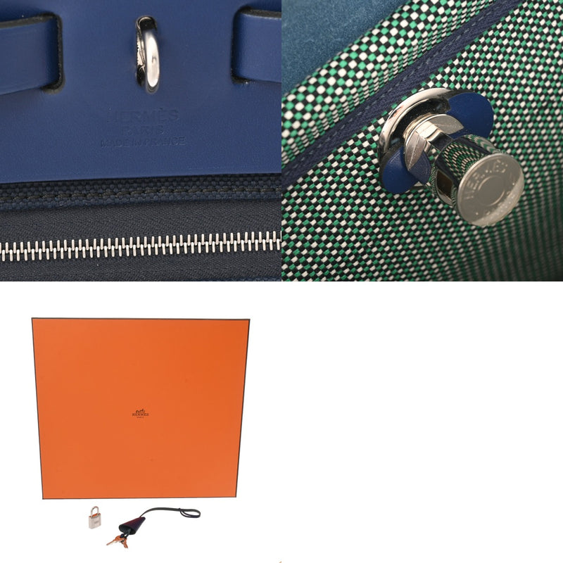HERMES エルメス エールバッグジップ MM 2WAY ブルーインディゴ U刻印(2022年頃) ユニセックス トワルGM/ヴァッシュハンター ハンドバッグ Aランク 中古 銀蔵