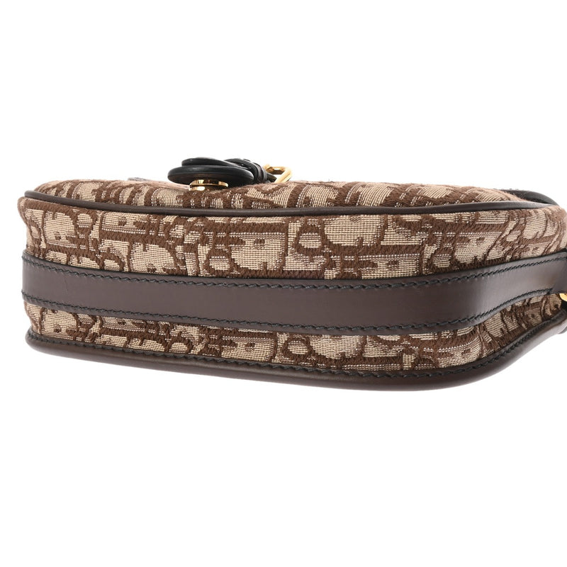 CHRISTIAN DIOR クリスチャンディオール オブリーク ボビー ミディアム ブラウン M9319UTZQ_M747 レディース ジャガード カーフ ショルダーバッグ Aランク 中古 銀蔵