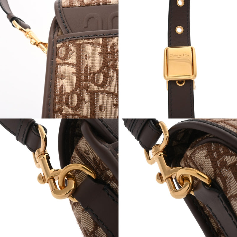 CHRISTIAN DIOR クリスチャンディオール オブリーク ボビー ミディアム ブラウン M9319UTZQ_M747 レディース ジャガード カーフ ショルダーバッグ Aランク 中古 銀蔵