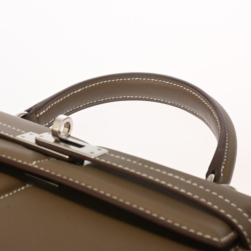 HERMES エルメス ケリー パテッド 25 外縫い エトゥープ U刻印(2022年頃) レディース ヴォースイフト 2WAYバッグ Aランク 中古 銀蔵