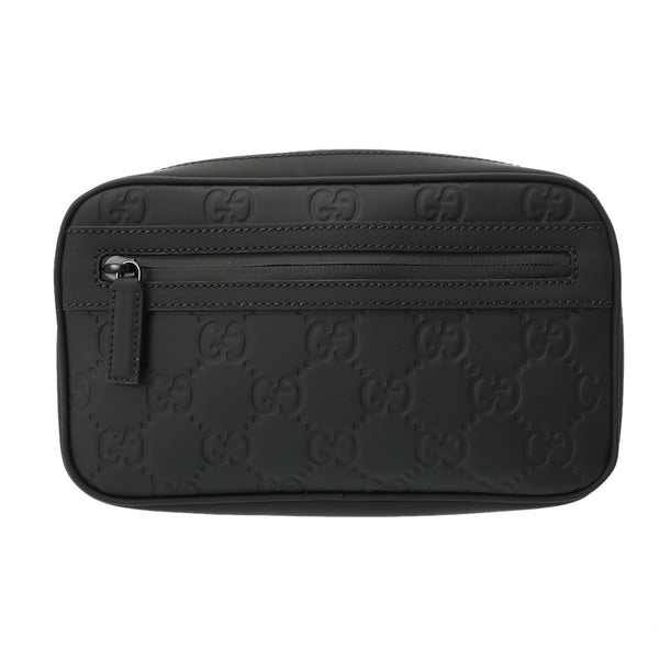 GUCCI グッチ GG柄 ベルトバッグ ブラック 771422 メンズ レザー GGラバーエフェクト ボディバッグ 新同 中古 銀蔵