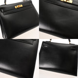 HERMES エルメス ケリー 32 外縫い ブラック 〇U刻印(1991年頃) レディース ボックスカーフ 2WAYバッグ Aランク 中古 銀蔵