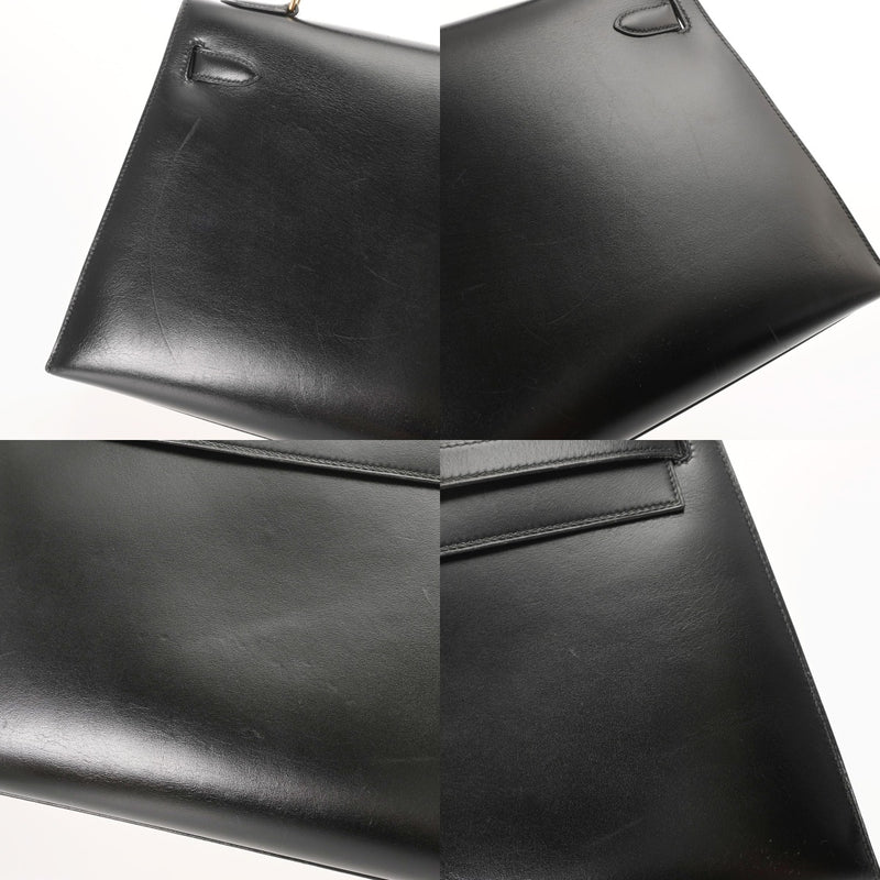 HERMES エルメス ケリー 32 外縫い ブラック 〇U刻印(1991年頃) レディース ボックスカーフ 2WAYバッグ Aランク 中古 銀蔵